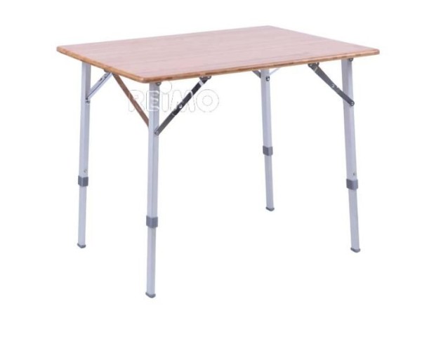 Table en bambou CATANIA avec cadre en aluminium, 80x60cm, réglable en hauteur