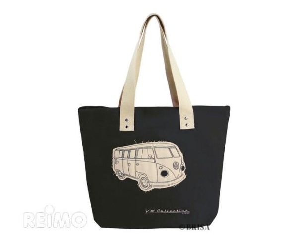 VW Collection Canvas Shopper Bag, noir, taille 40 x35x10cm