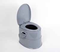 Teilbare Eimertoilette mit Toilettenpapierhalter und Soft-Close-System