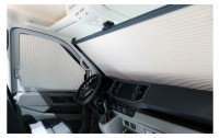 REMIfront V MAN TGE Frontverdunklung VW Crafter ab 2019 / Linkeseite / Rahmen grau / Plissee hellgra