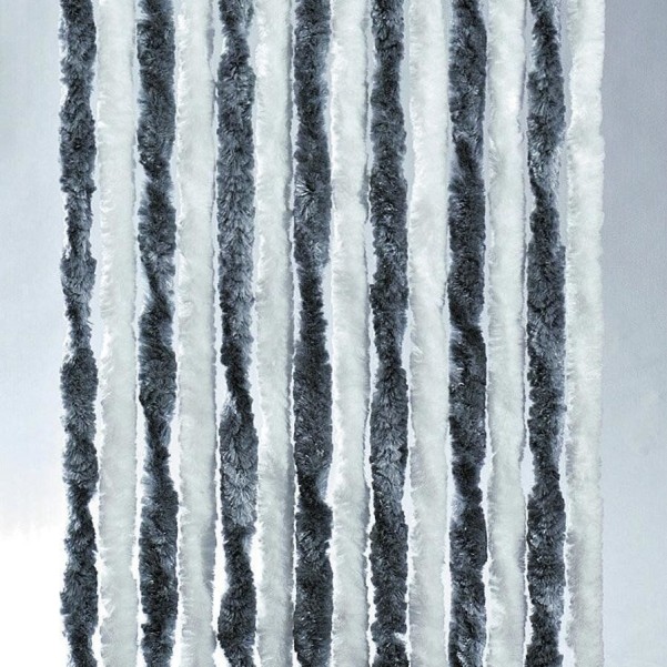Berger Chenille-Flauschvorhang dunkelgrau/weiss 200 x 100 cm