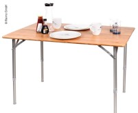 Table en bambou HOLIDAY TRAVEL, cadre en aluminium, 100 x65x42/65cm