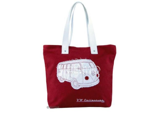 VW Collection Canvas Shopper Bag rouge, taille 40x35x1 0cm