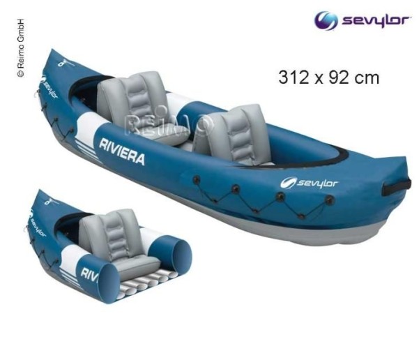 Kayak RIVERA, bleu/gris, f. 2 pers., y compris double padd el en aluminium