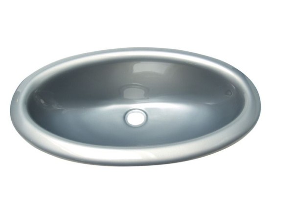 Waschbecken oval Kunststoff 450x275x150mm silbergl änzend