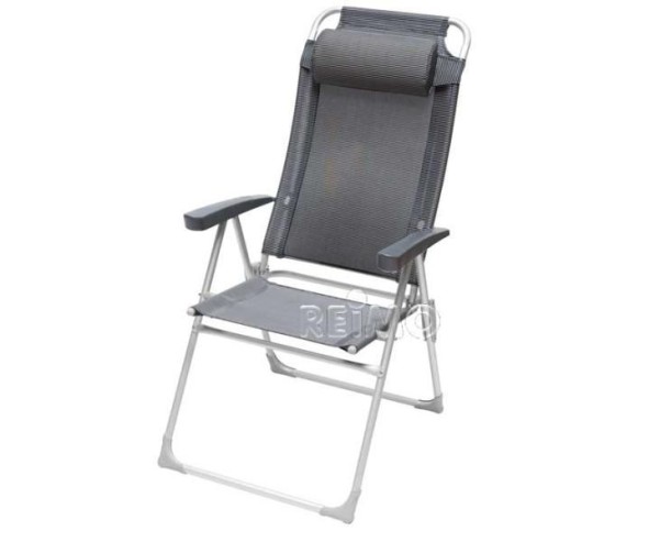 Chaise pliante Malaga Compact II noire/argentée avec dossier incurvé
