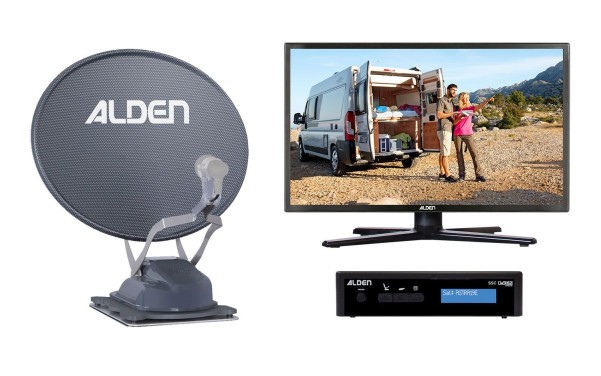 Alden Onelight 60 HD EVO Platinium Vollautomatische Sat-Anlage inkl. Ultrawide LED Fernseher 18,5 Zo