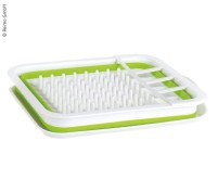 Séchoir à vaisselle pliable, 37x31x6/13cm, blanc/citron vert, avec égouttoir