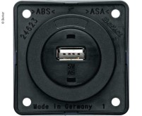 USB-Einbaubuchse, schwarz matt, 12V, 3A Ausgangsst rom
