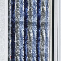 Berger Chenille-Flauschvorhang dunkelblau, hellblau, grau | 185 x 56 cm
