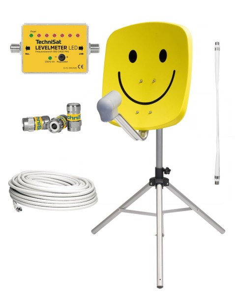 TechniSat Satman 45 Camping Sat System Complete Set Smiley Yellow