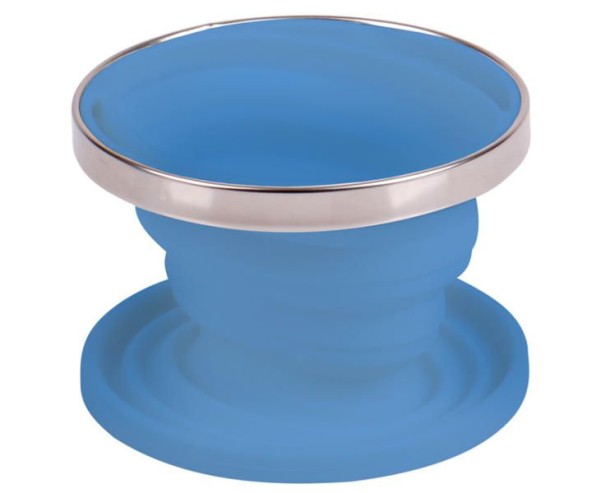 Porte-filtre à café en silicone, pliable, ø11cm, bleu, avec anneau en acier inoxydable
