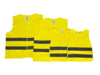 Set gilet haute visibilité jaune, 2x adultes (1x XL/1x XXL) + 2x enfants