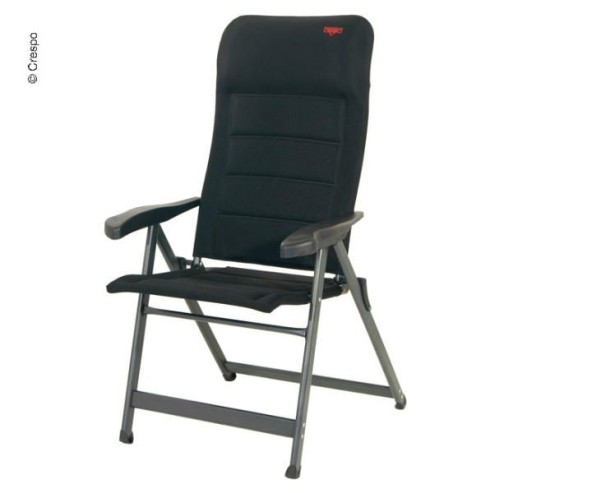 Chaise pliante de camp, rembourrée, 3D Air-Deluxe, noire