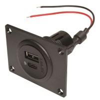 Power USB-C/A Doppelsteckdose EV mit Montageplatte 12-24V