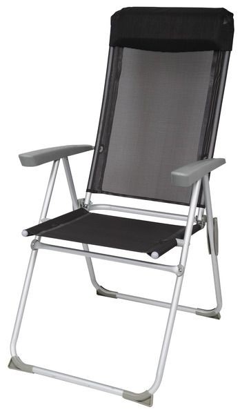 Chaise de camping TORTUGA, avec coussin de tête, réglable en 5 directions, anthracite