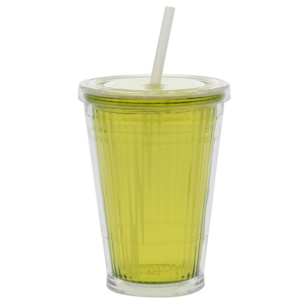 Thermobecher mit Strohhalm 450 ml - lemon green