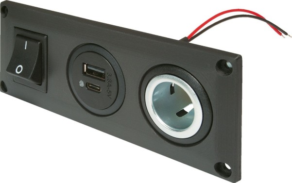 Pro Car Einbausteckdose mit USB-C/A Doppelsteckdose - mit USB- C/A Doppelsteckdose
