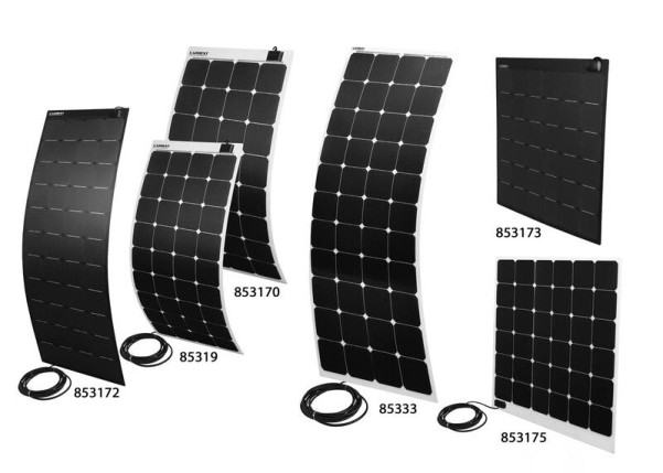 Panneau solaire flexible 115W,1125x540x3mm,8m de câble,surface ETF E, blanc,  AG