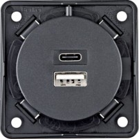 USB Ladesteckdose mit 2-facher Buchse - Anthrazit matt