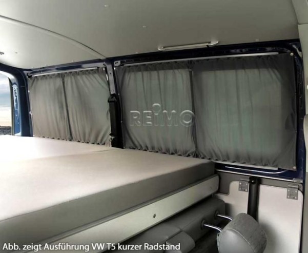 Vorhang System grau, blickdicht, VW Caddy ab 2015, mit Innenverkleidg.