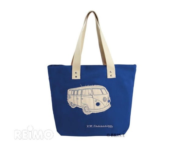 VW Collection Canvas Shopper Bag, blau, Masse 40x35 x10cm
