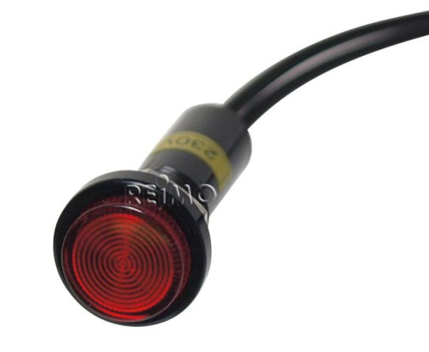 Neon-Signalleuchte und Kontrolleuchte rot.230V, D: 15mm,Loch:9mm