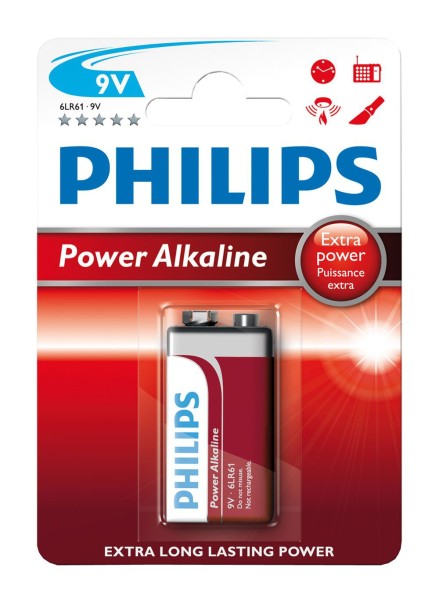 9V - Philips Batterie, Blister mit 1 Stk.