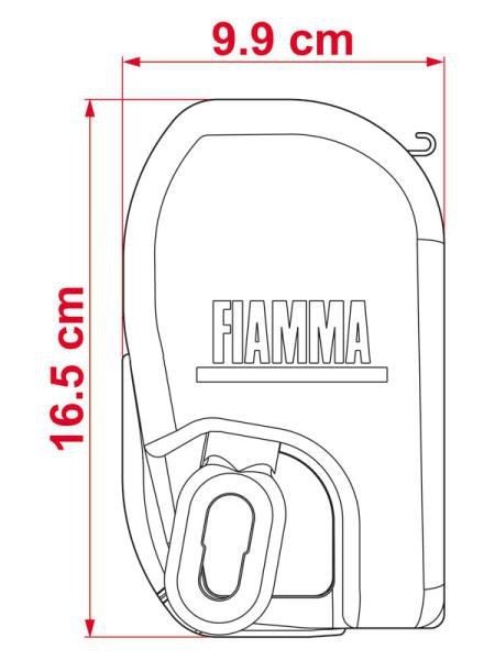 Elegante FIAMMA Markise F45TiL 5.50m mit Azzurra-Titanium Tuch und silberfarbigem Gehäuse
