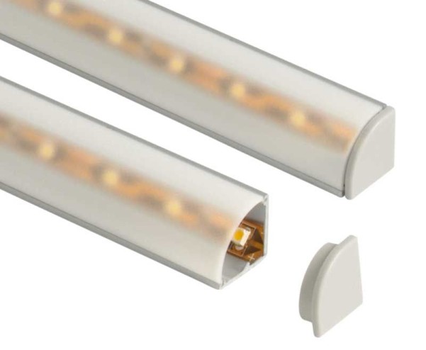 Aluminium Eckprofil 1,5m lang, Abdeckung + Clips$ für LED-Bänder