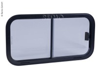 Sicherheitsglas Schiebefenster, Rahmen schwarz, 80 0x450mm, Glas grau