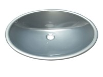 Waschbecken oval Kunststoff 450x335x145mm silbergl änzend