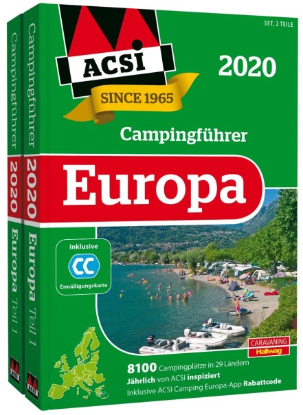 Guide du camping ACSI Europe 2020, carte de réduction CampingCard incluse