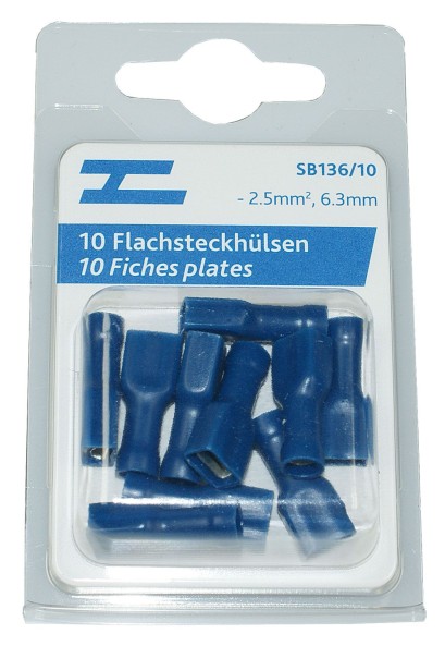 Flachsteckhülsen vollisoliert 6.3mm blau