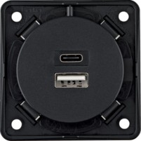 USB Ladesteckdose mit 2-facher Buchse - Schwarz matt