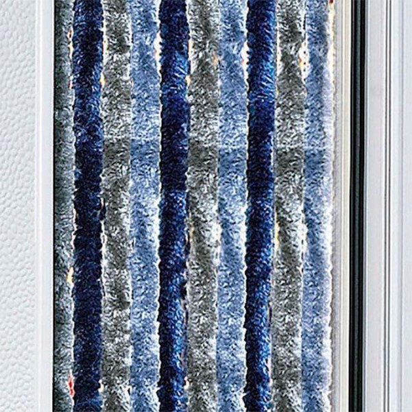Berger Chenille-Flauschvorhang dunkelblau, hellblau, grau | 205 x 56 cm