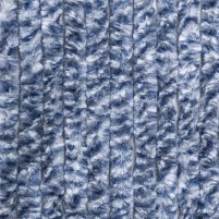 Berger Chenille-Flauschvorhang - grau, blau, weiss, 200 x 100 cm