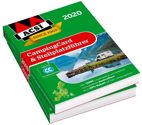 ACSI CampingCard 2020 & Stellplatzführer mit Ermässigungskarte