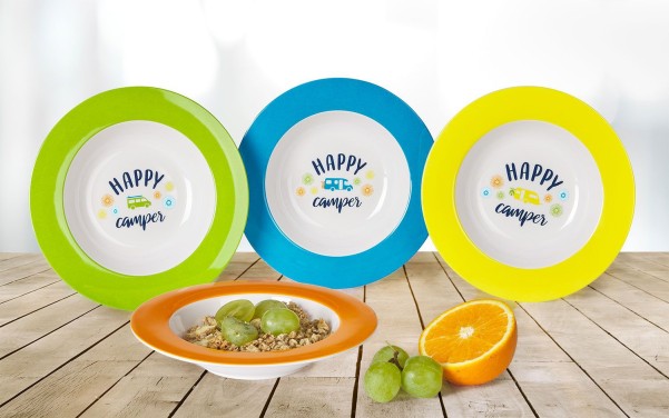 Berger Happy Camper Melamine Soup Plate Set 4pcs.