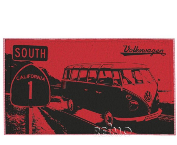 Collection VW Serviette de plage Bulli Highway 1 rouge/noir