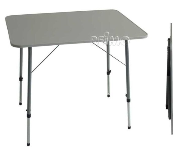 Table de camping "MALTE "80x60 avec cadre en acier, réglable en hauteur, plateau en MDF