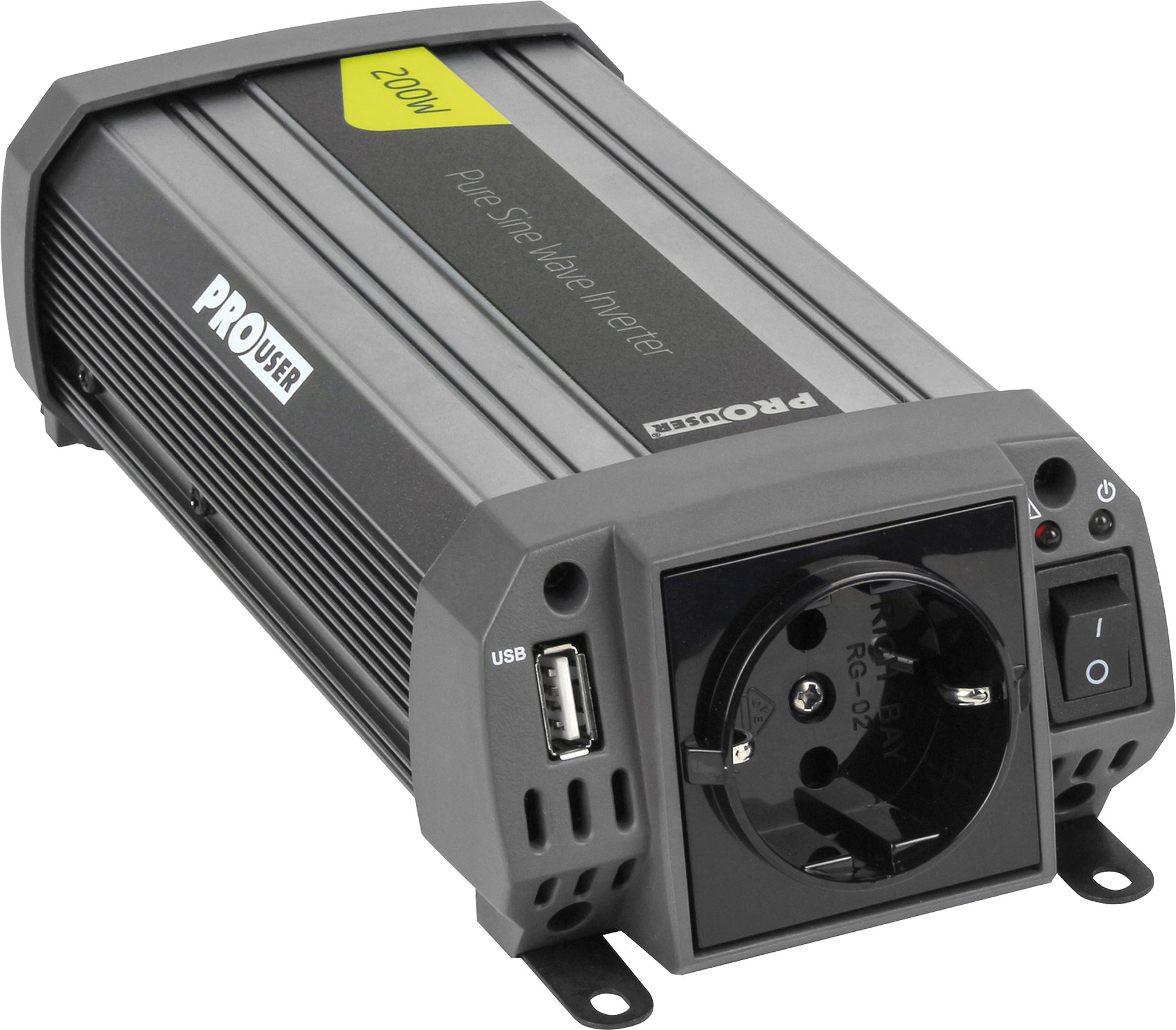 ProUser Wechselrichter Reine Sinuswelle mit USB Lader 12 V auf 230 V 20 A  200 W,  AG